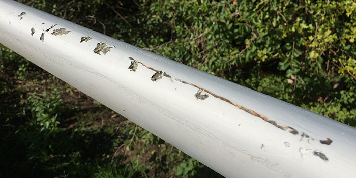 Photo showing leading edge erosion on a wind turbine blade
